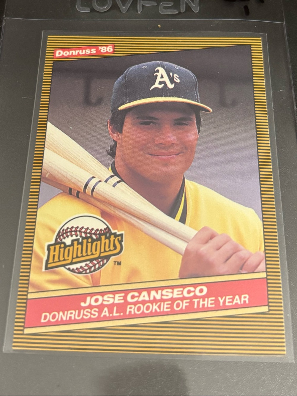Donruss '86 Jose Canseco Rookie Highlights Baseball Card - Yellow/Black